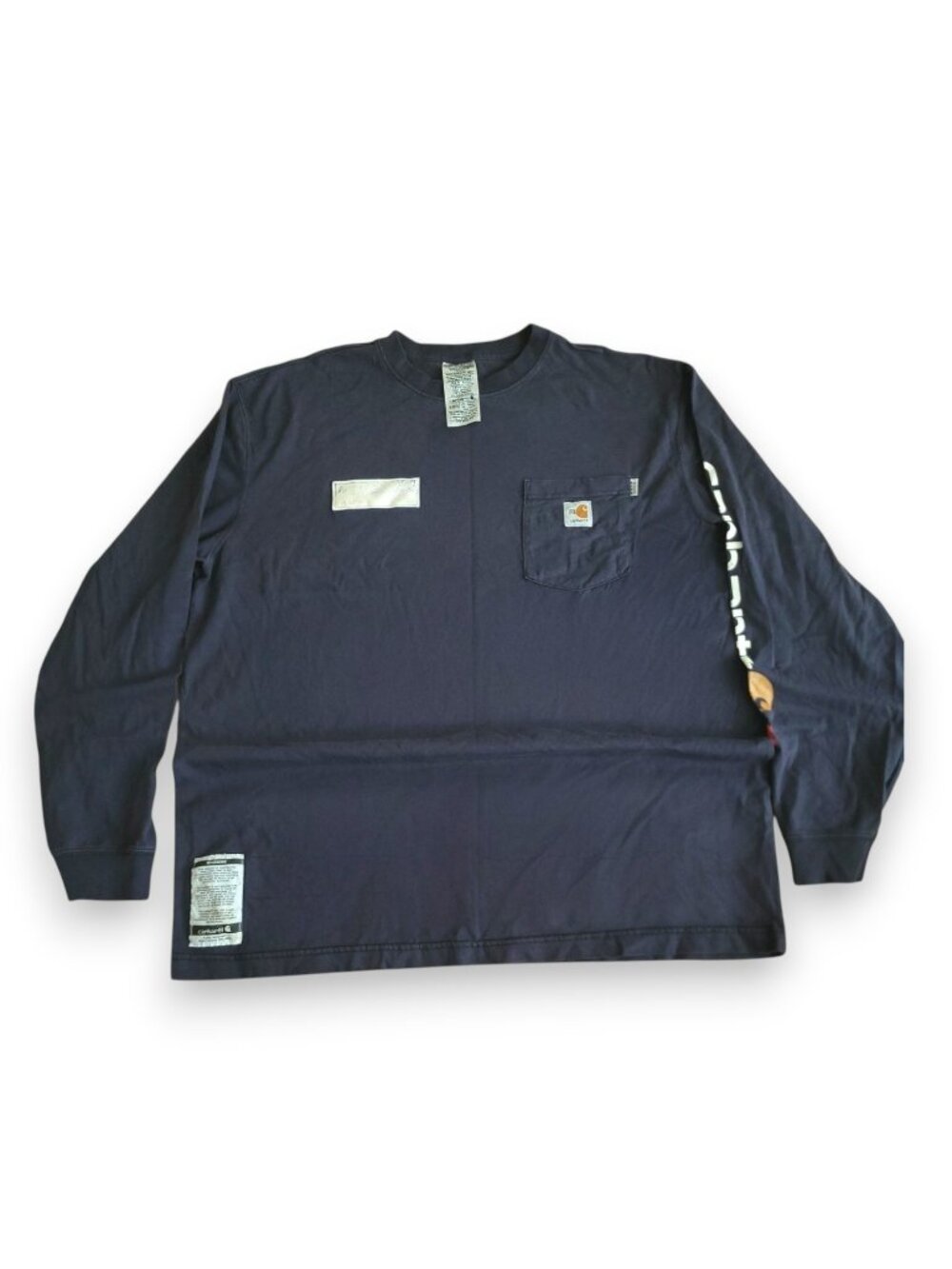 Carhartt Men's Navy Blue Graphic Logo Long Sleeve Crewneck Sweatshirt (XL)
